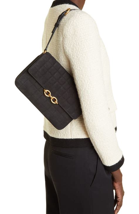 ysl le maillon bag|Le Maillon Quilted Nubuck Leather Shoulder Bag .